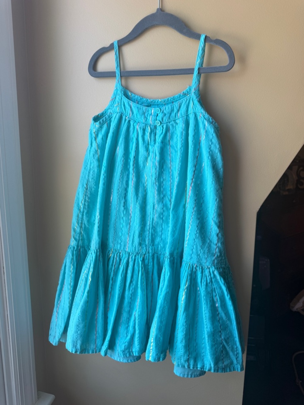 Turquoise Tiered Dress | Girls XS 4-5 | Boho Summer Sundress